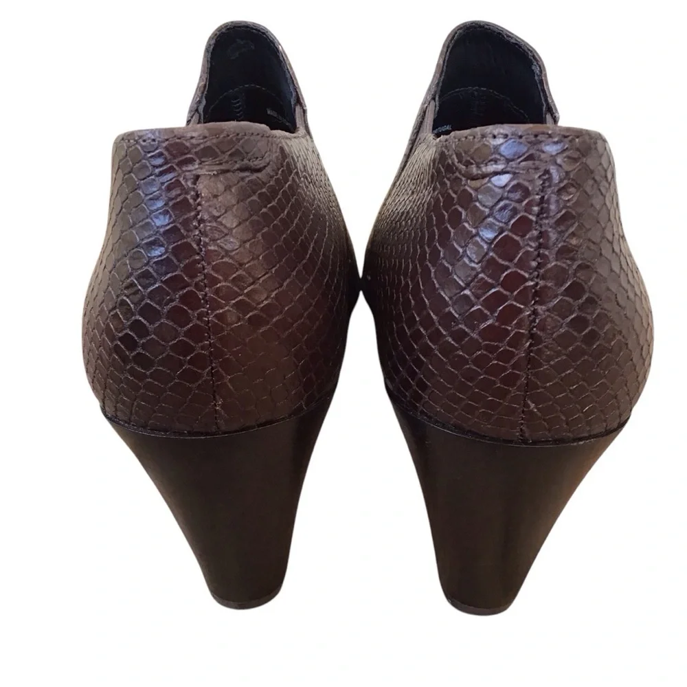 Ecco Shape 55 Plateau Stack Bootie Platform Brown Pump Size 39